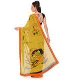 Yellow Faux Georgette Printed Saree