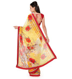 Yellow Faux Chiffon Printed Saree