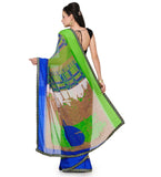 Green & Fawn Faux Georgette Saree