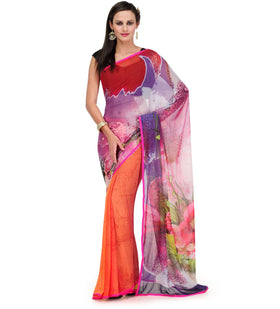 Multi-Color Faux Georgette Saree