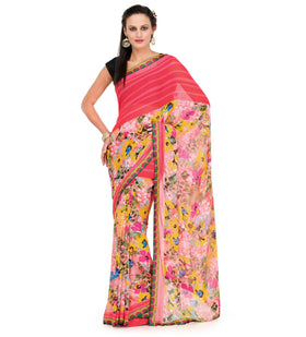 Rose Faux Chiffon Printed Saree