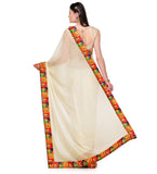 Off White Faux Georgette Saree