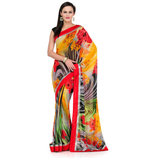 Multi-Color Faux Chiffon Saree