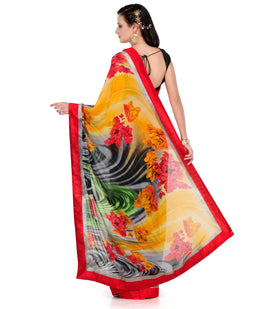 Multi-Color Faux Chiffon Saree