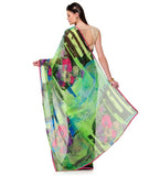 Green Faux Chiffon Printed Saree