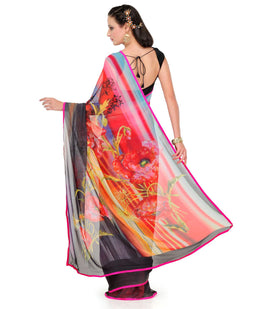 Multi-Color Faux Georgette Saree