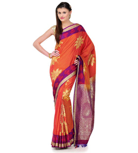 Orange Art Silk Saree