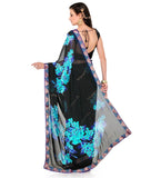 Black Faux Georgette Printed Saree