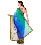 Green & Blue Shaded Faux Chiffon Saree