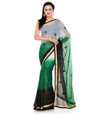 Off White & Green Shaded Saree