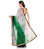 Off White & Green Shaded Saree