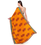 Mustard & Beige Semi Crepe Saree