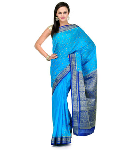 Turquoise Dupion Silk Saree