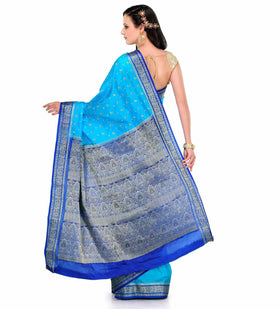 Turquoise Dupion Silk Saree