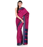 Purple Art Silk Saree with Temple Border