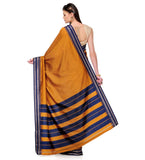 Mustard Art Silk Saree with Temple Border