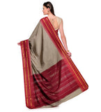 Grey Art Silk Saree with Temple Border