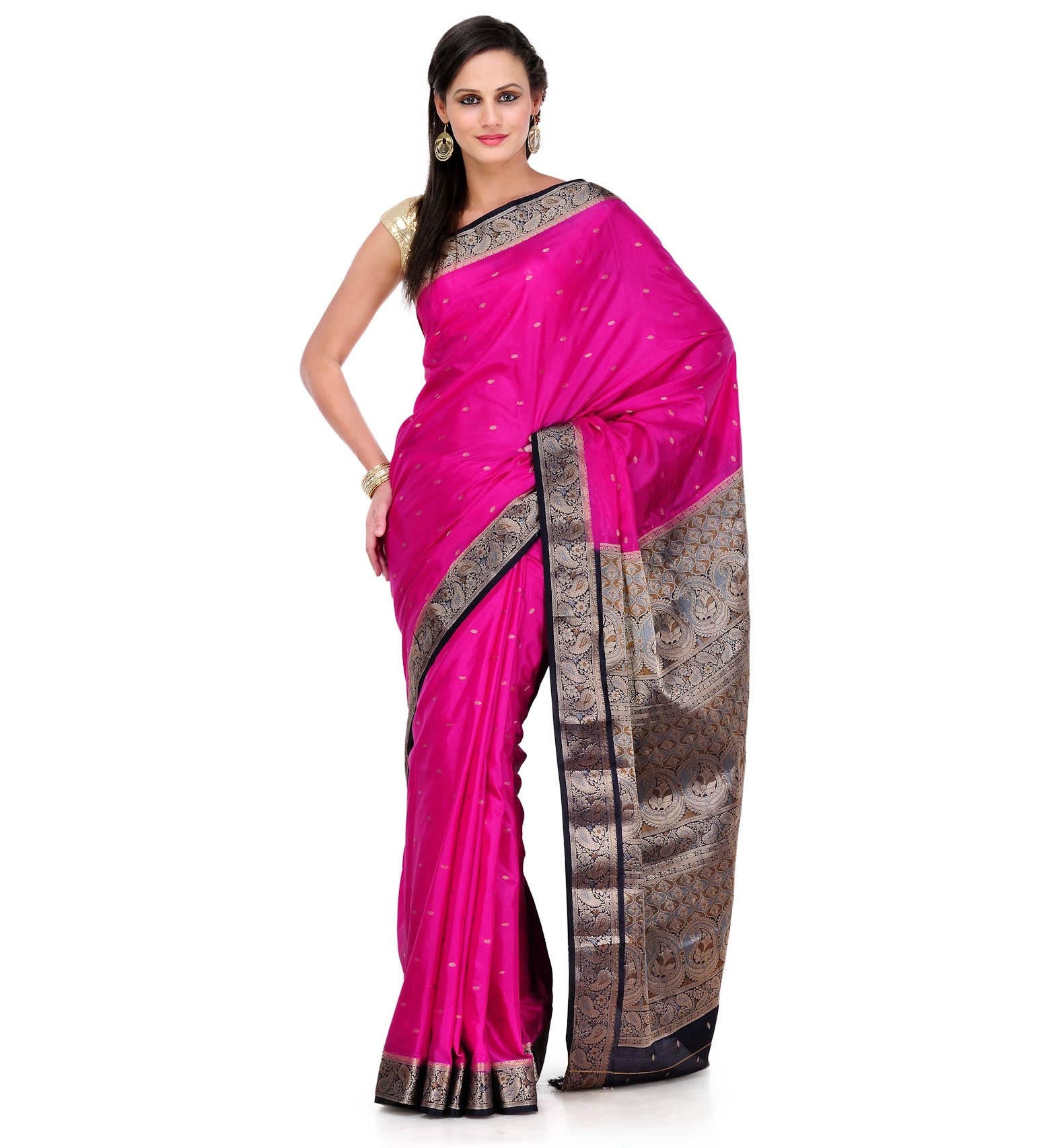 Magenta Dupion Silk Saree