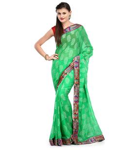 Green Faux Georgette Saree