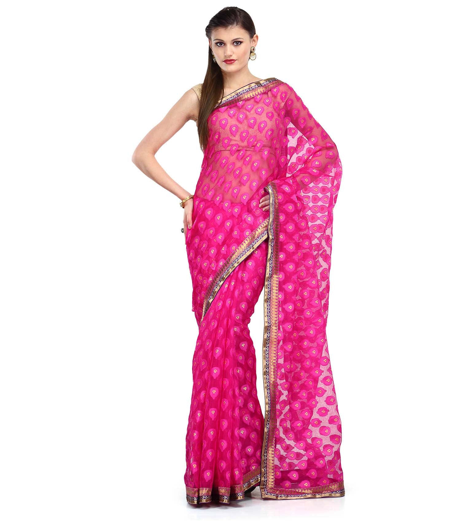 Magenta Net Saree