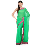 Green Faux Chiffon Saree