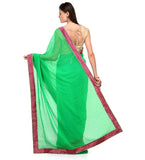 Green Faux Chiffon Saree