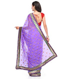 Purple Faux Georgette Saree