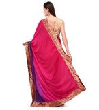 Magenta Shaded Semi Crepe Saree