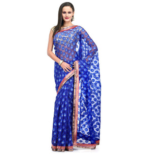 Royal Blue Net Saree