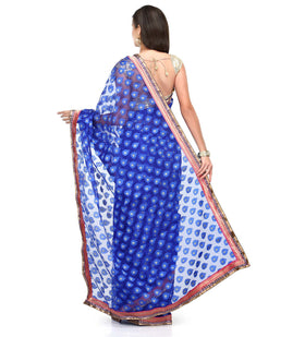 Royal Blue Net Saree