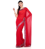 Red Faux Chiffon Saree