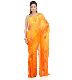 Yellow Shaded Faux Georgette Saree