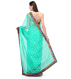 Sea Green Net Saree with Brocade Border