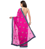 Magenta Faux Georgette Saree