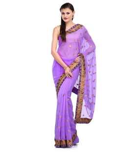 Purple Faux Georgette Saree