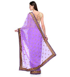 Purple Faux Georgette Saree