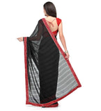 Black Faux Georgette Saree