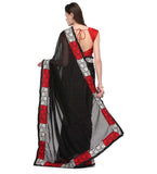 Black Faux Georgette Saree with Sequin Border