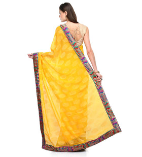 Yellow Faux Georgette Saree