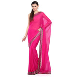 Magenta Faux Chiffon Saree