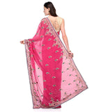 Rose Faux Chiffon Saree