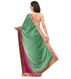 Green Shaded Semi Crepe Saree