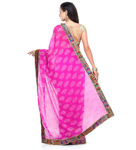 Magenta Faux Georgette Saree