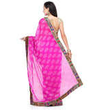 Magenta Faux Georgette Saree