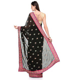 Black Faux Georgette Saree