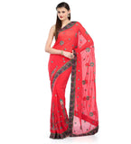 Red Faux Georgette Saree