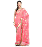 Peach Faux Georgette Saree