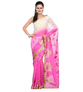 Off White Shaded Faux Chiffon Saree