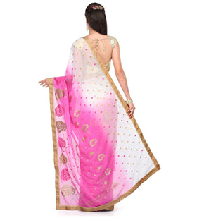 Off White Shaded Faux Chiffon Saree