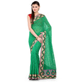 Green Faux Georgette Saree